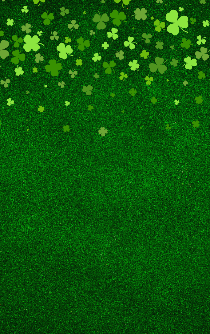 bright green shamrocks on a dark, glittery green background