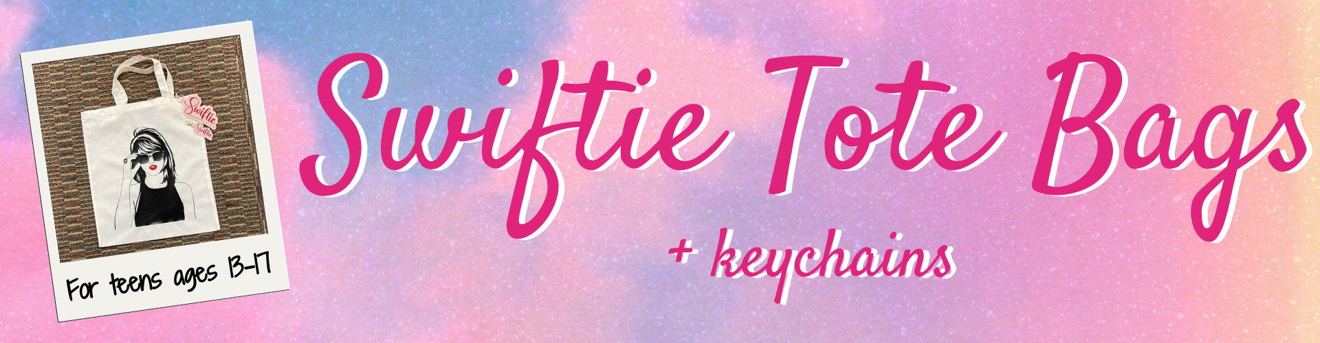 Swiftie Tote Bags + keychains with taylor swift tote bag in polaroid frame
